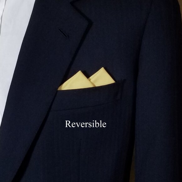 New - Soft Yellow Cotton Pre-Folded Pocket Square Handkerchief Insert - Picture 8 of 9